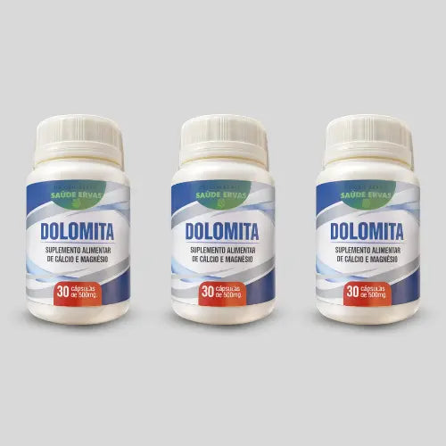 Dolomita – Suplemento Alimentar Natural com Cálcio e Magnésio – 30 Cápsulas